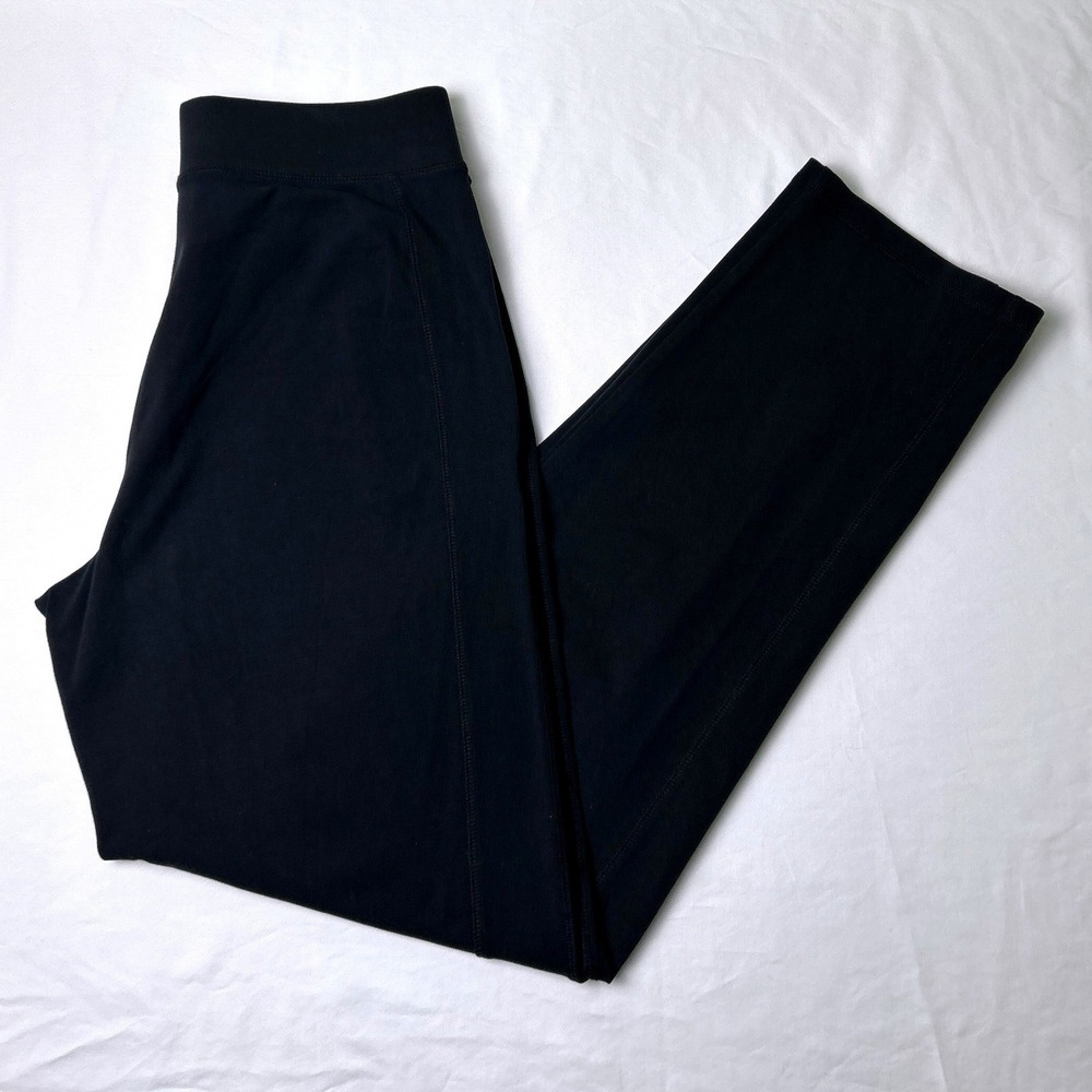 T by Talbots Womens Straight Leg Zipper Pocket Yoga Pants Size M Long Black